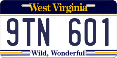 WV license plate 9TN601