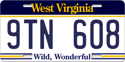 WV license plate 9TN608