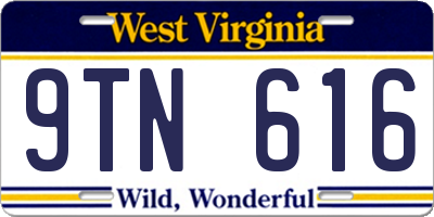 WV license plate 9TN616