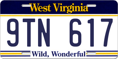 WV license plate 9TN617