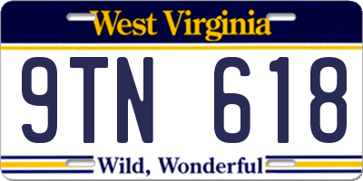WV license plate 9TN618