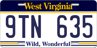 WV license plate 9TN635