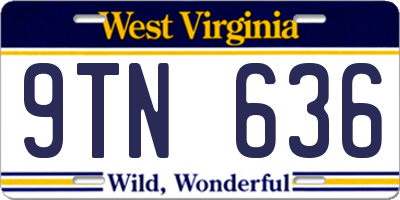 WV license plate 9TN636