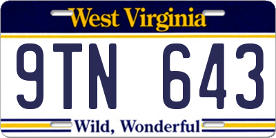 WV license plate 9TN643