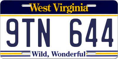 WV license plate 9TN644