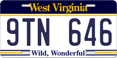 WV license plate 9TN646