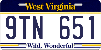 WV license plate 9TN651