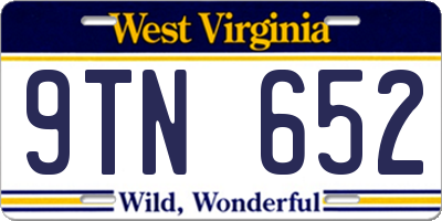WV license plate 9TN652