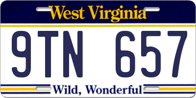 WV license plate 9TN657