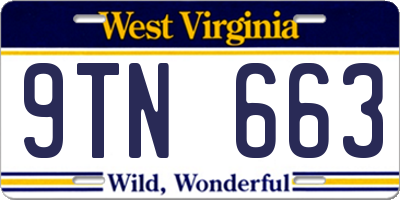WV license plate 9TN663