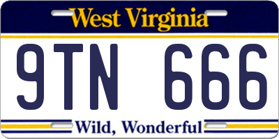 WV license plate 9TN666