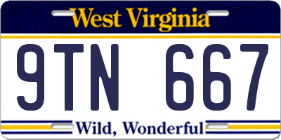WV license plate 9TN667