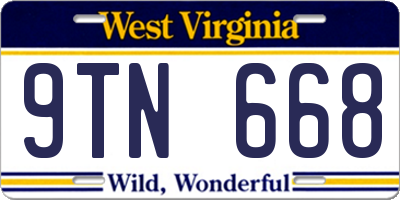 WV license plate 9TN668