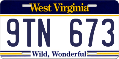 WV license plate 9TN673