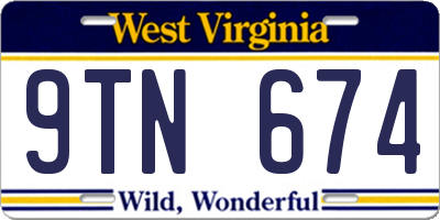 WV license plate 9TN674