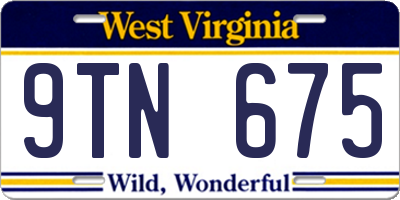 WV license plate 9TN675