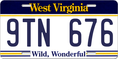 WV license plate 9TN676