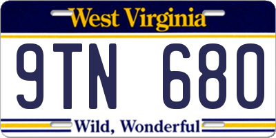 WV license plate 9TN680