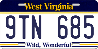 WV license plate 9TN685