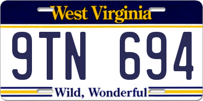 WV license plate 9TN694