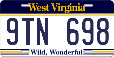 WV license plate 9TN698