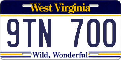 WV license plate 9TN700