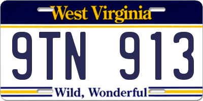 WV license plate 9TN913
