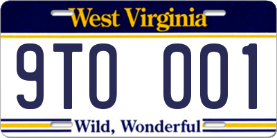 WV license plate 9TO001