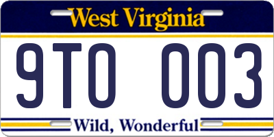 WV license plate 9TO003