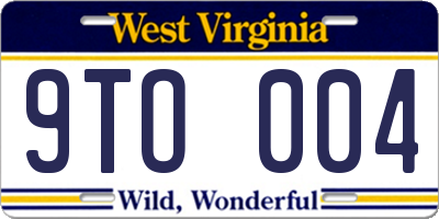 WV license plate 9TO004