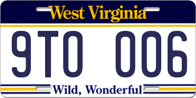 WV license plate 9TO006