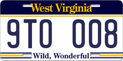 WV license plate 9TO008