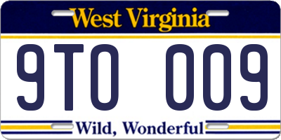 WV license plate 9TO009