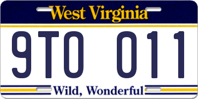 WV license plate 9TO011