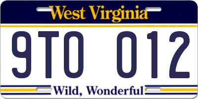 WV license plate 9TO012