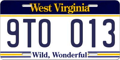 WV license plate 9TO013