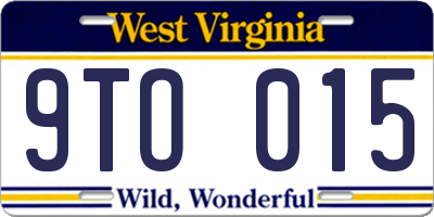 WV license plate 9TO015