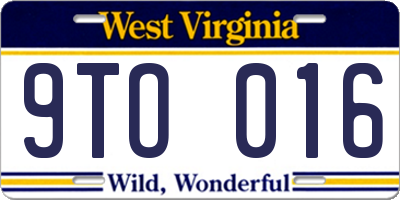 WV license plate 9TO016