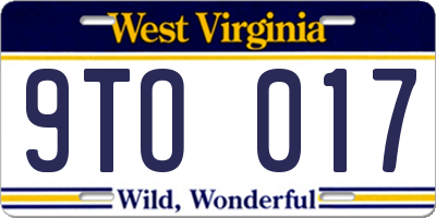 WV license plate 9TO017