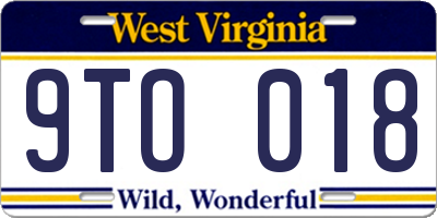 WV license plate 9TO018