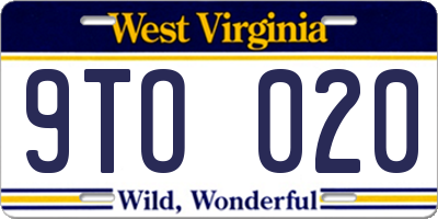 WV license plate 9TO020