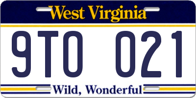 WV license plate 9TO021