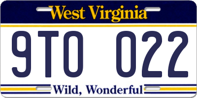 WV license plate 9TO022