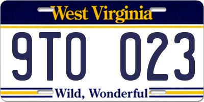WV license plate 9TO023