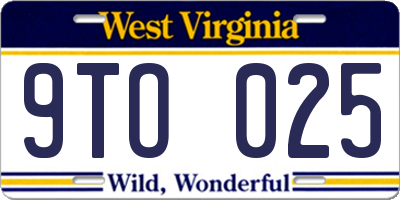 WV license plate 9TO025