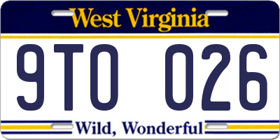 WV license plate 9TO026