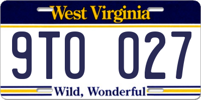WV license plate 9TO027