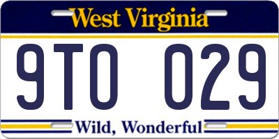 WV license plate 9TO029