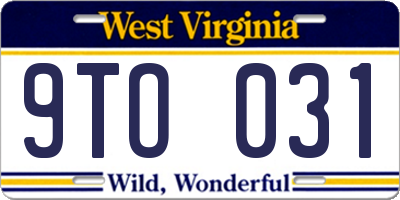 WV license plate 9TO031