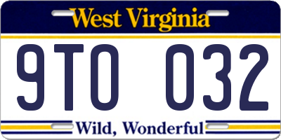 WV license plate 9TO032